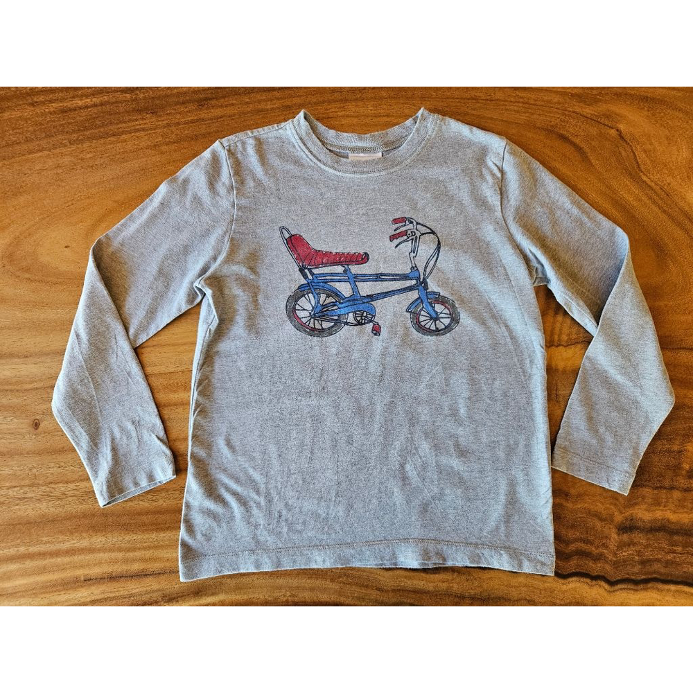 Hanna Andersson Grey Blue Bicycle Long Sleeve Tee Boys 130cm Size US 8
